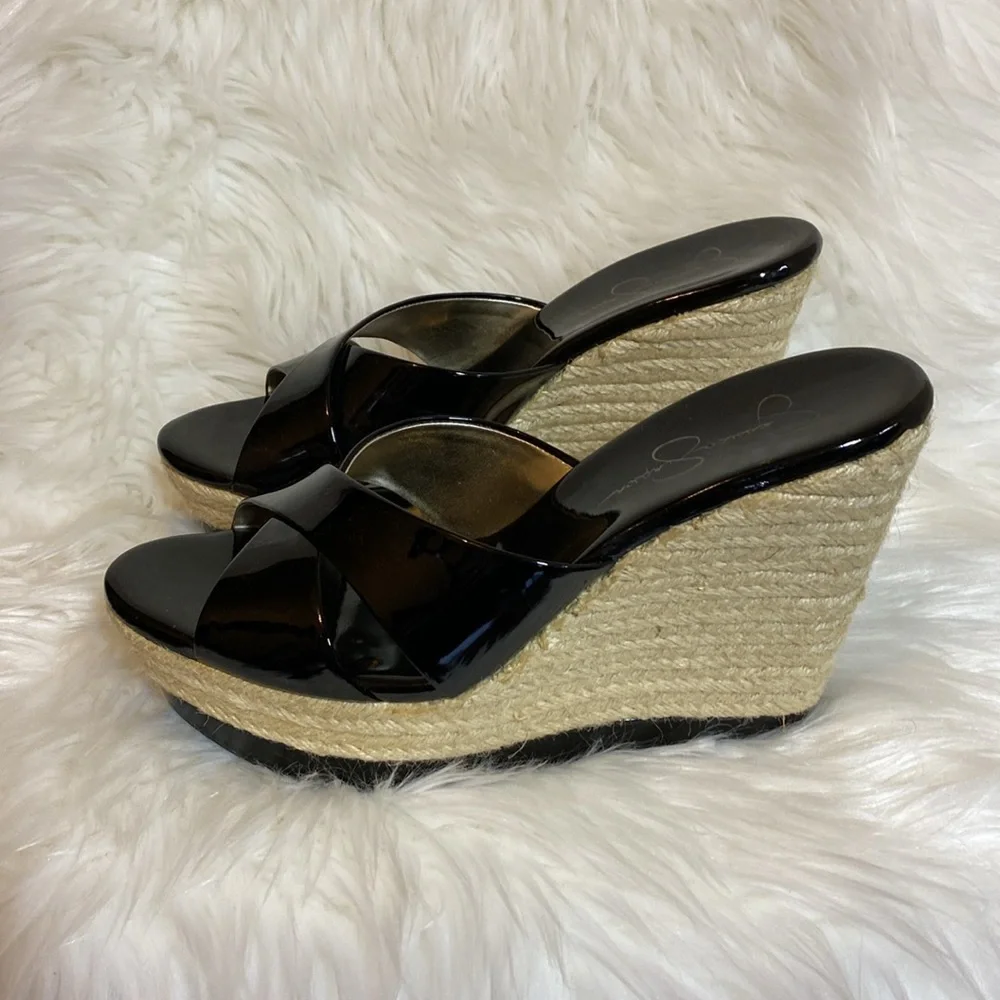 Jessica Simpson JS - Katonal Women’s Black Patent Sandals size 9 EUC - Picture 3 of 10